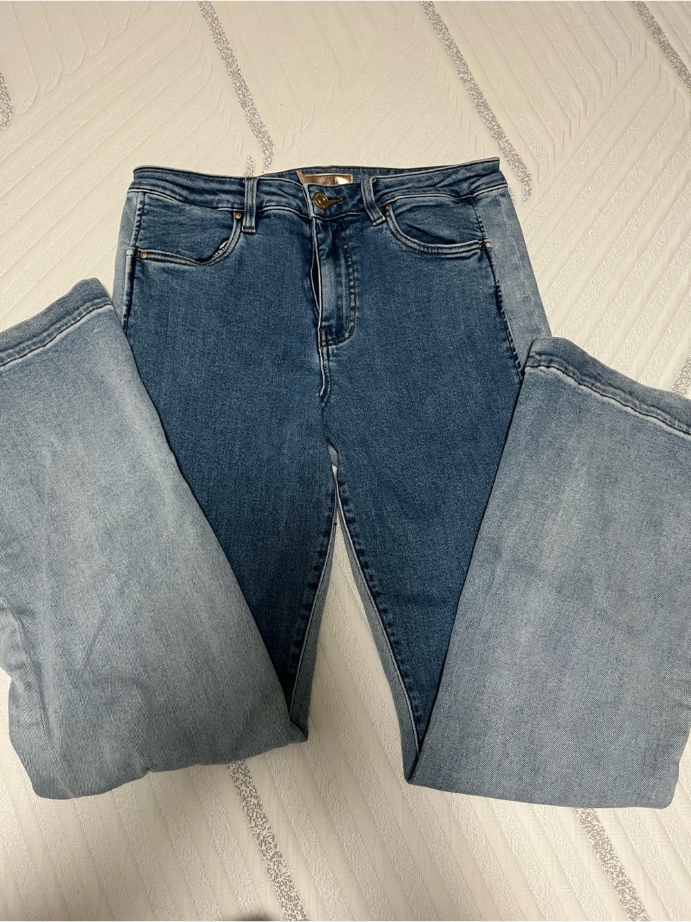 KUT Two-Tone Blue Flare Jeans